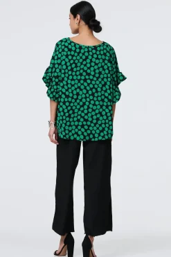 Polka Dot Frilled 1/2 Sleeve Blouse