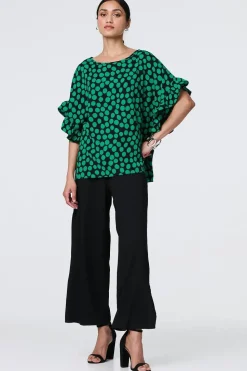 Polka Dot Frilled 1/2 Sleeve Blouse