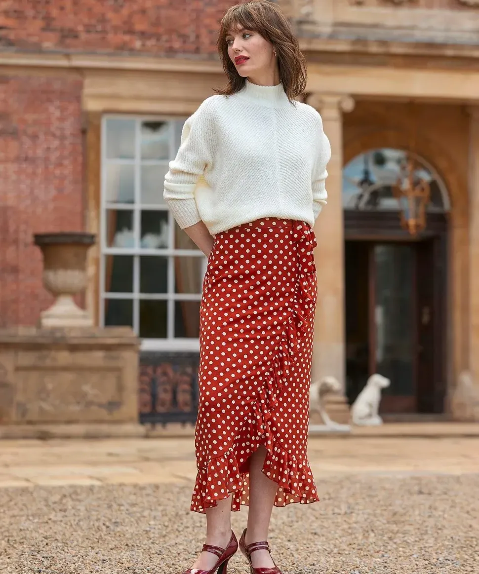 Polka Dot Frill Wrap Skirt