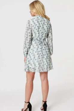 Polka Dot High Neck Short Dress