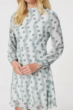 Polka Dot High Neck Short Dress