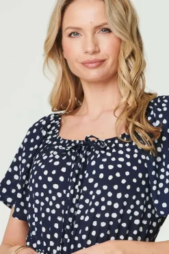 Polka Dot Print Angel Sleeve Jumpsuit