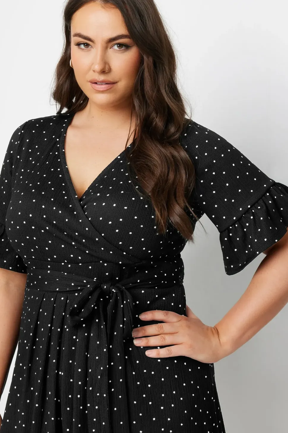 Polka Dot Print Wrap Mini Dress