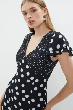 Polka Dot Ruffle Midi Dress