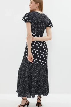 Polka Dot Ruffle Midi Dress
