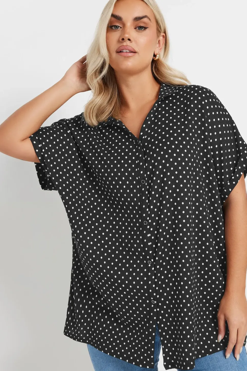 Polka Dot Structured Jersey Shirt