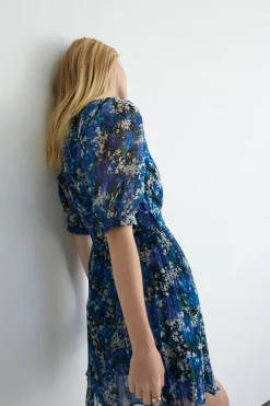 Polyester Floral Belted Mini Dress