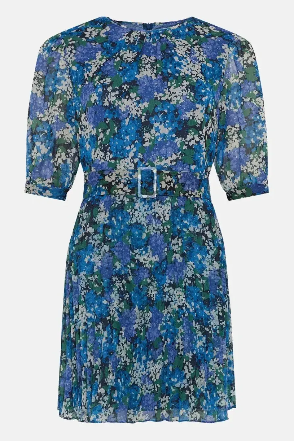 Polyester Floral Belted Mini Dress
