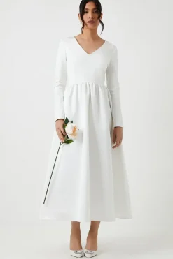 Ponte And Satin Mix Midaxi Wedding Dress