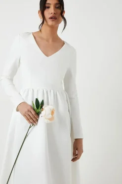Ponte And Satin Mix Midaxi Wedding Dress