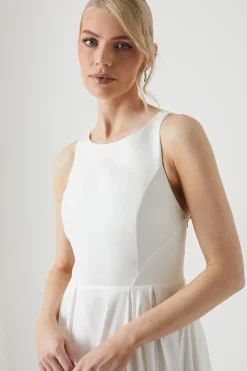 Ponte And Taffeta Mix Maxi Wedding Dress