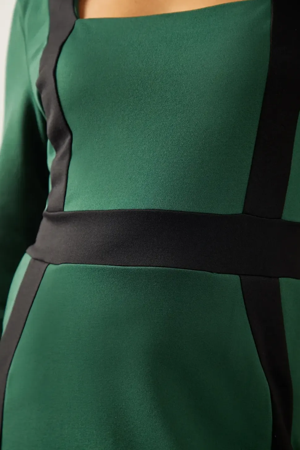 Ponte Contrast Button Midi Dress