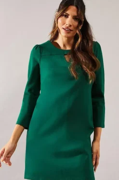 Ponte Keyhole Detail Shift Dress