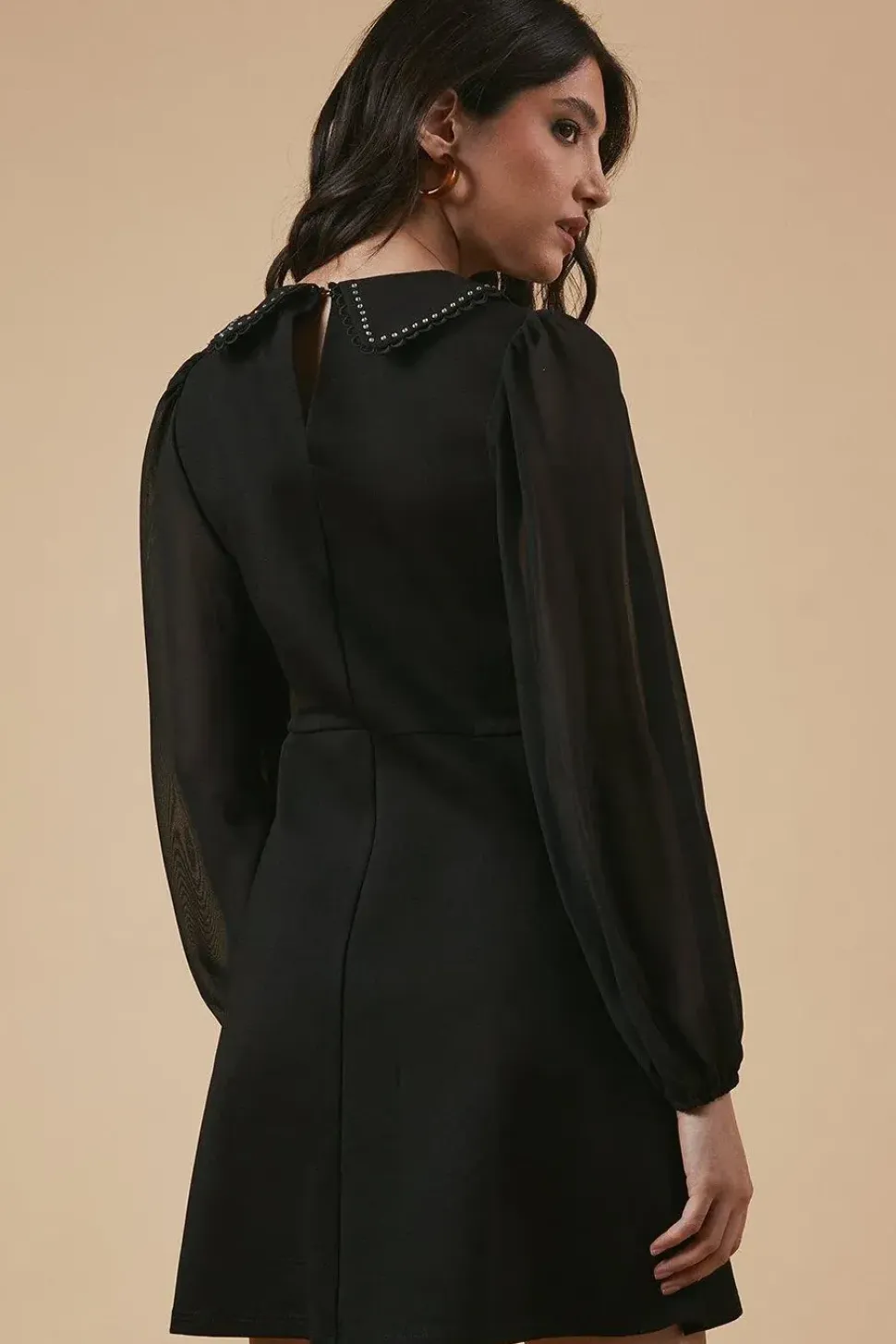 Ponte Sheer Sleeve Mini Dress