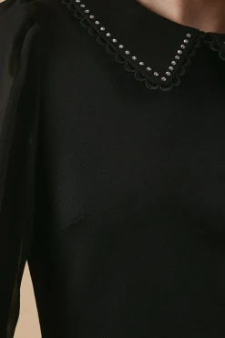 Ponte Sheer Sleeve Mini Dress