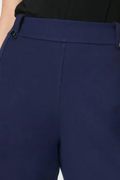 Ponte Wide Leg Trouser With Metal Zip Detail