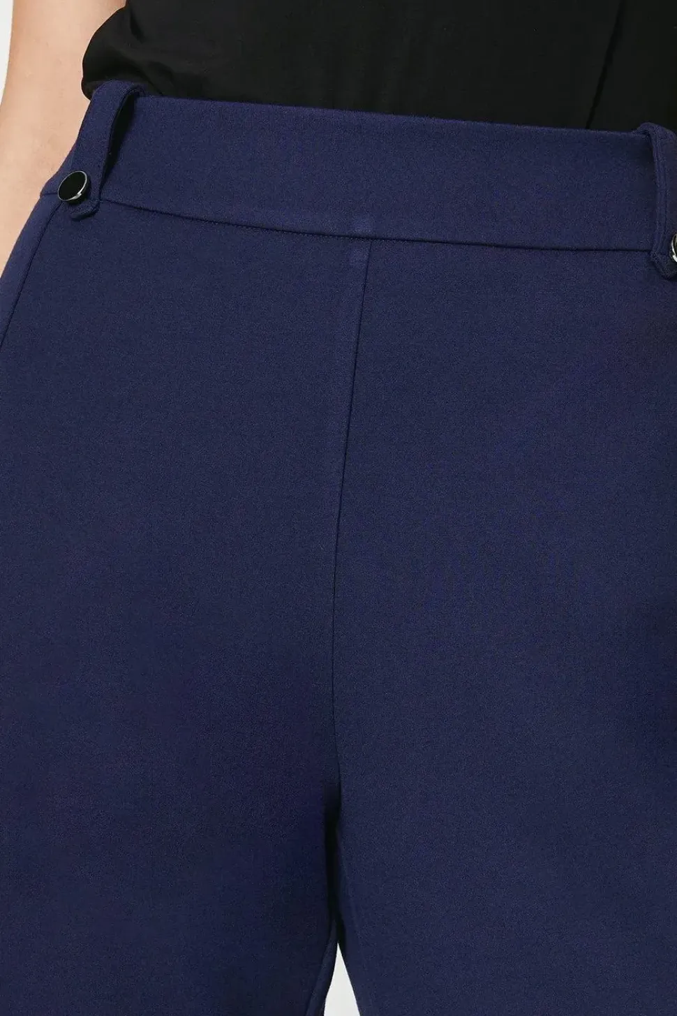 Ponte Wide Leg Trouser With Metal Zip Detail