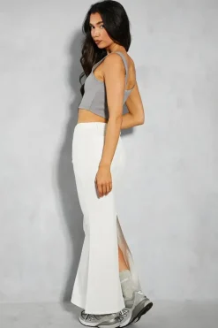 Poplin Belted Flare Maxi Skirt