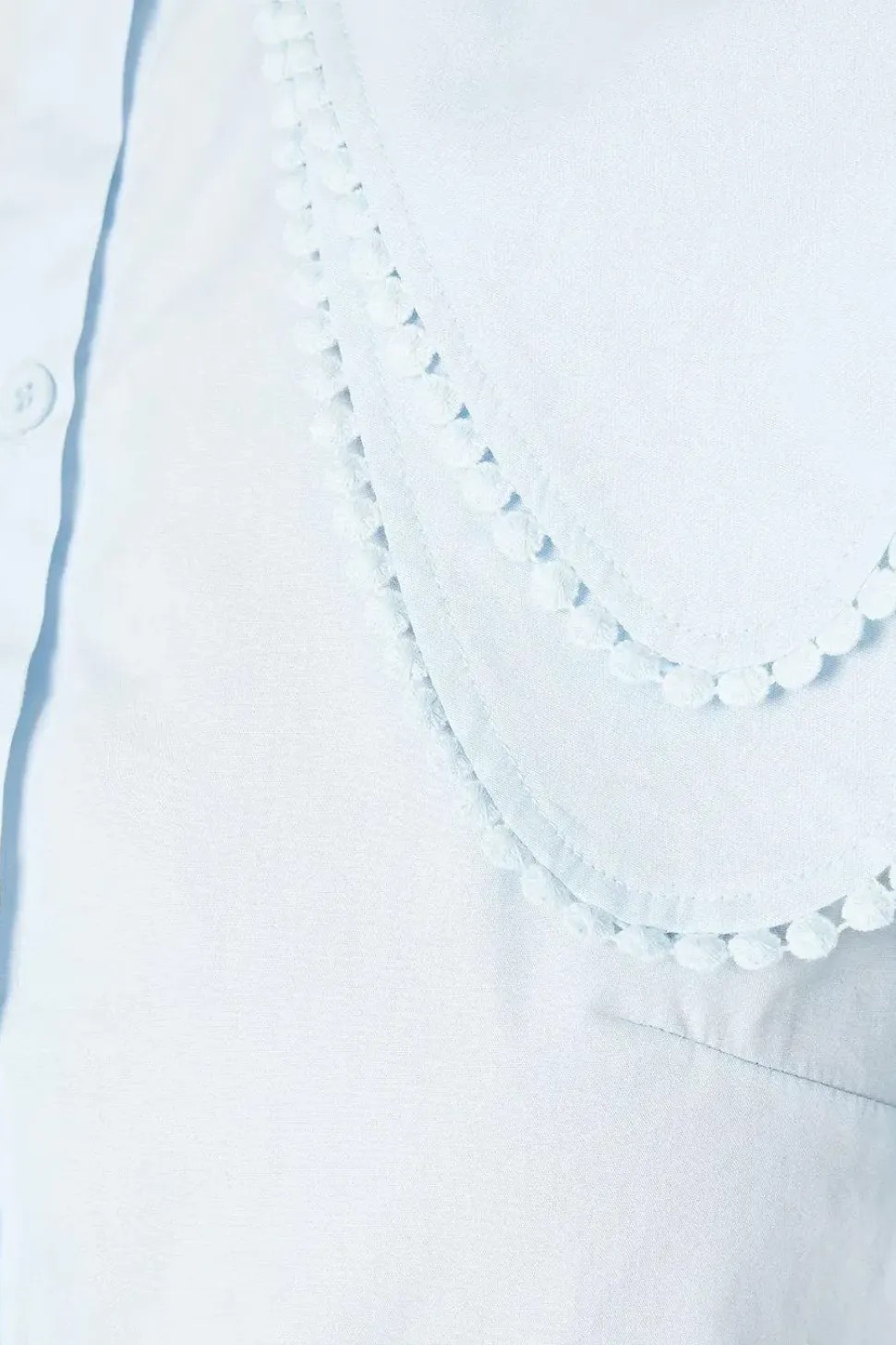 Poplin Collared Lace Trim Blouse
