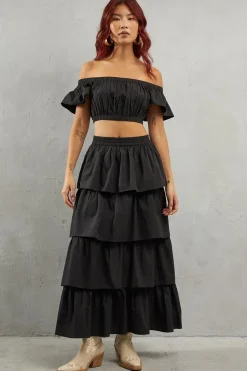 Poplin Frill Tiered Skirt Co Ord