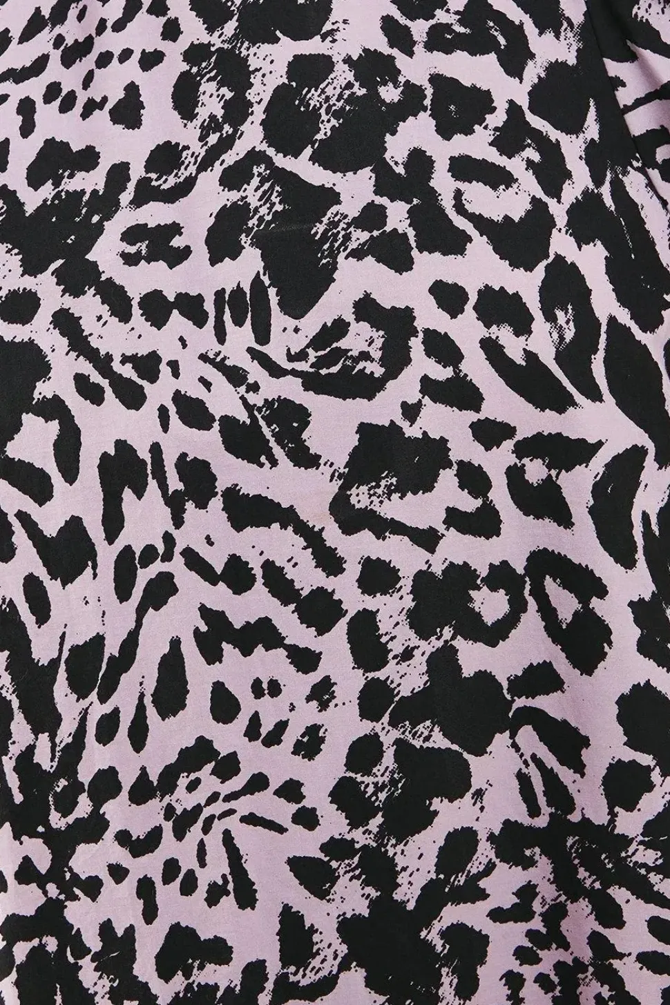 Poplin Leopard Print Volume Sleeve Scallop Detail Smock Dress