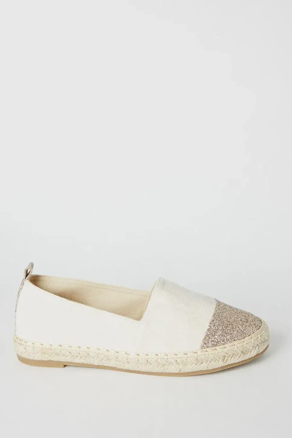 Poppy Glitter Toe Detail Flat Espadrille Shoes
