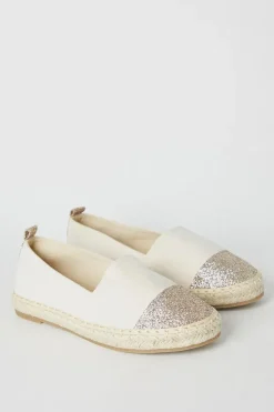 Poppy Glitter Toe Detail Flat Espadrille Shoes