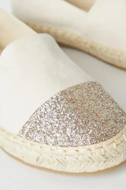 Poppy Glitter Toe Detail Flat Espadrille Shoes