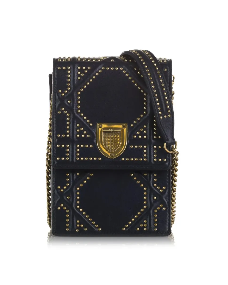Preloved ama Quilted Lambskin Leather Crossbody Bag Black