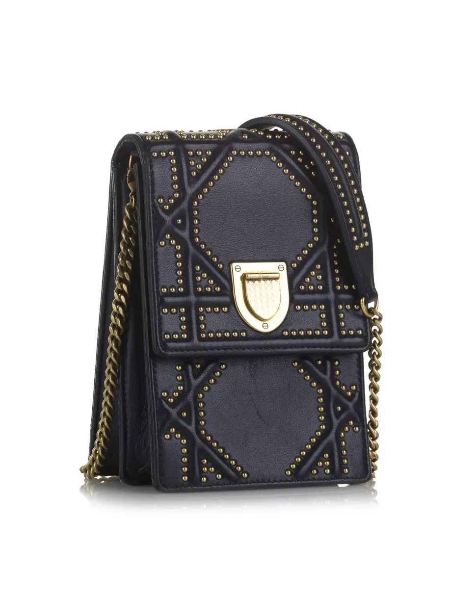 Preloved ama Quilted Lambskin Leather Crossbody Bag Black