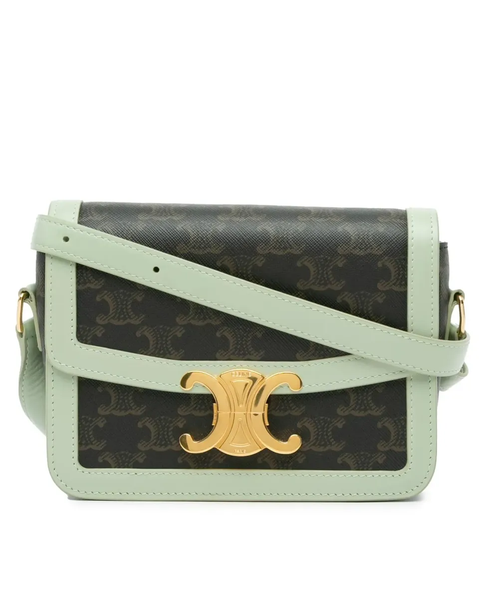 Preloved Canvas Crossbody Bag with Adjustable Leather Strap and