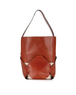 Preloved Canvas Fisheye Baguette Satchel with Leather Trim and