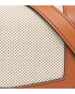 Preloved Canvas Handbag with Leather Trim and Silver-Tone Hardware