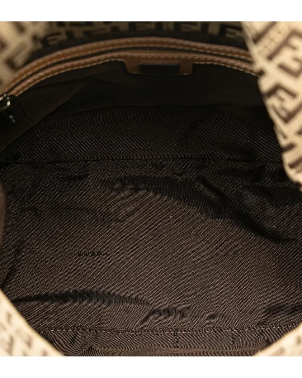 Preloved Canvas Satchel with Rolled Leather Handle and Metal Push Lock