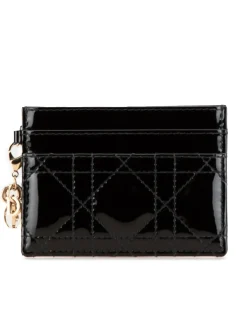 Preloved Coated Canvas Card Holder with Leather Trim and Magnetic