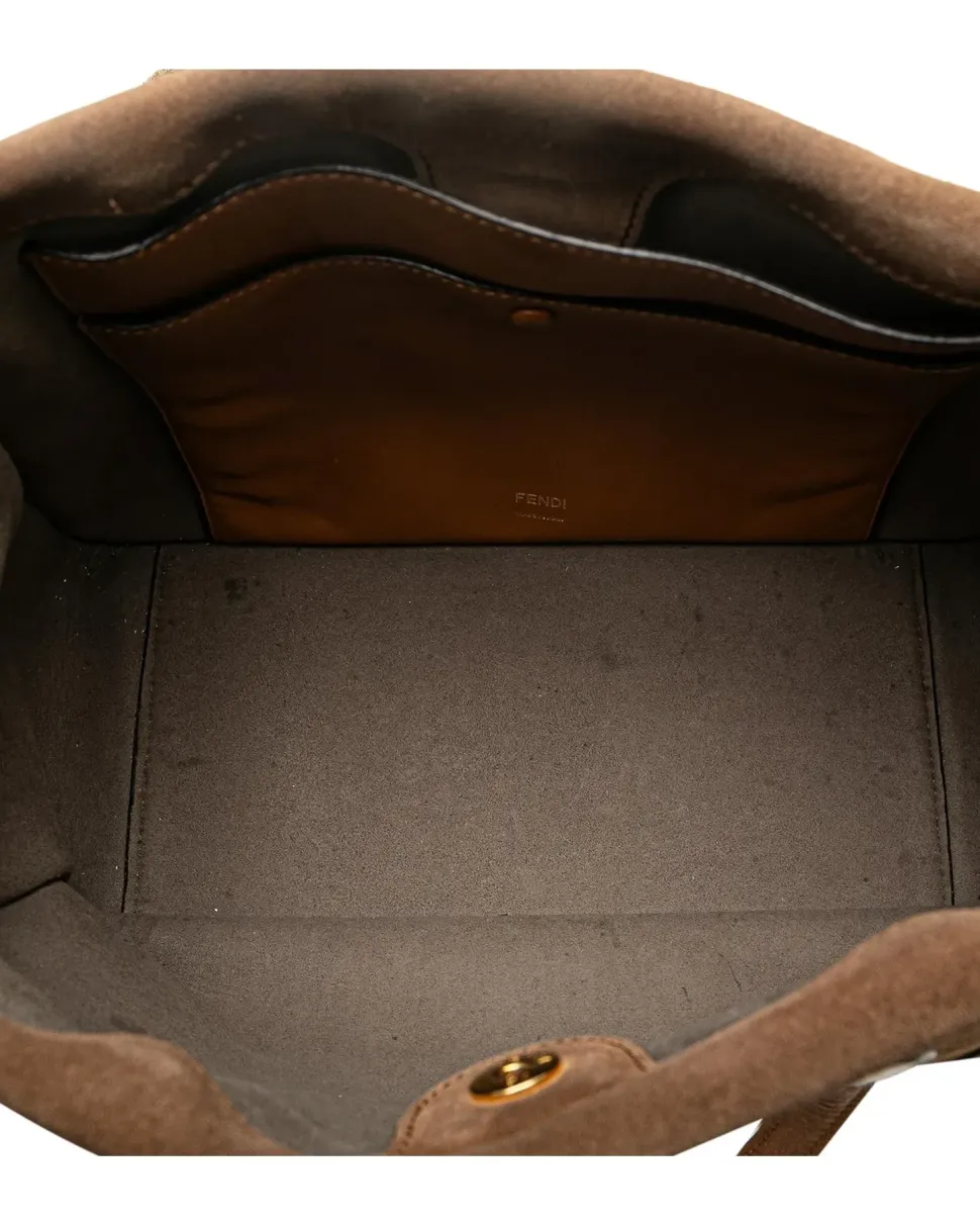 Preloved Coated Canvas Crossbody Bag with Leather Trim and Adjustable