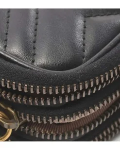 Preloved Embossed Leather Chain Link Shoulder Bag with Flap Closure
