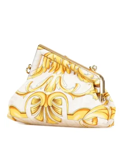 Preloved Embossed Leather Chain Link Shoulder Bag with Flap Closure