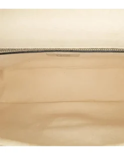 Preloved Embossed Leather Chain Shoulder Bag with Flap Closure