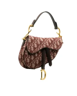 Preloved Embossed Leather Chain Shoulder Bag with Flap Closure and
