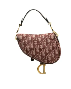 Preloved Embossed Leather Chain Shoulder Bag with Flap Closure and