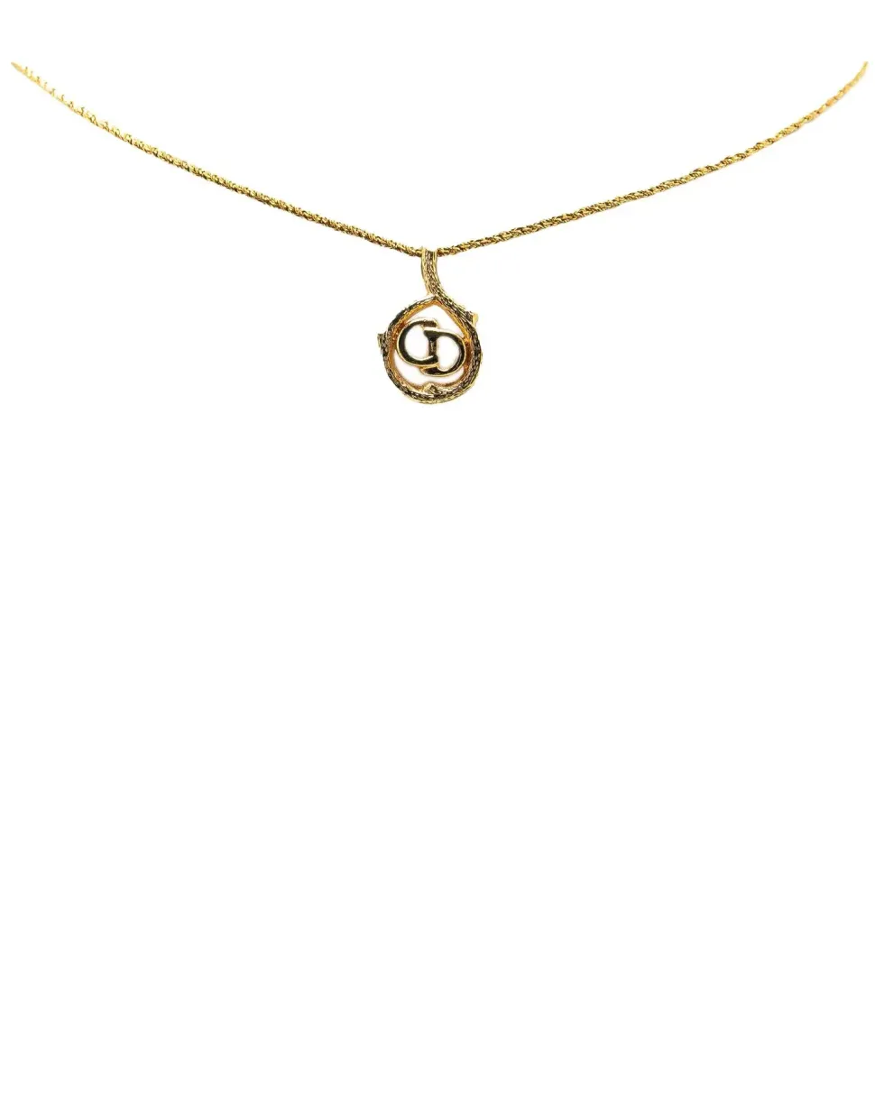 Preloved Gold Plated CD Logo Pendant Necklace with Spring Ring Closure