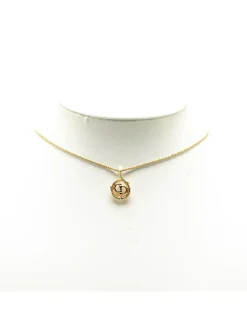 Preloved Gold Plated CD Logo Pendant Necklace with Spring Ring Closure