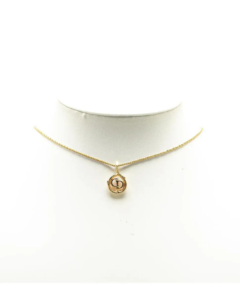 Preloved Gold Plated CD Logo Pendant Necklace with Spring Ring Closure