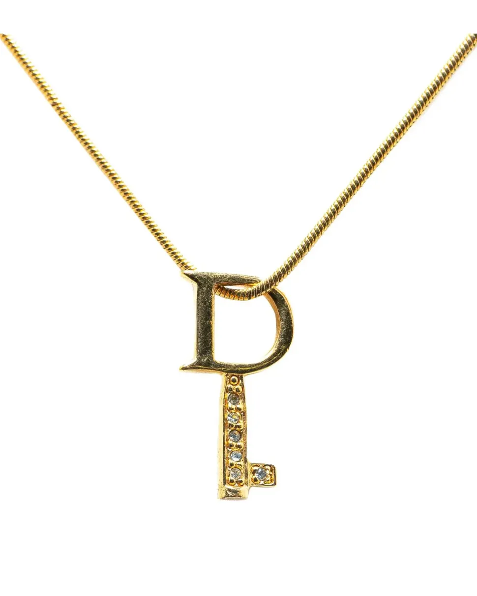 Preloved Gold Plated Key Pendant Necklace with Lobster Claw Closure