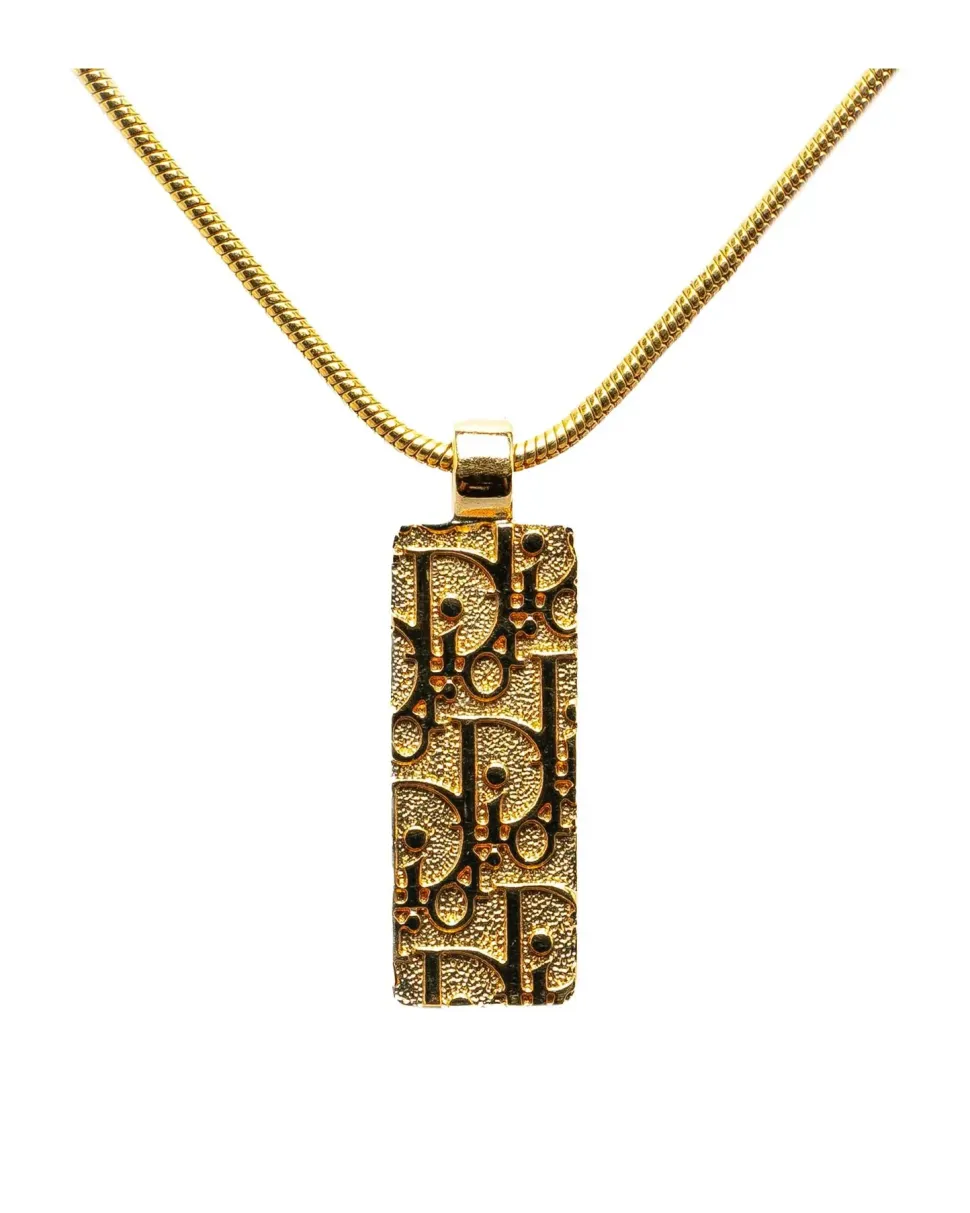Preloved Gold Plated Oblique Trotter Pendant Necklace