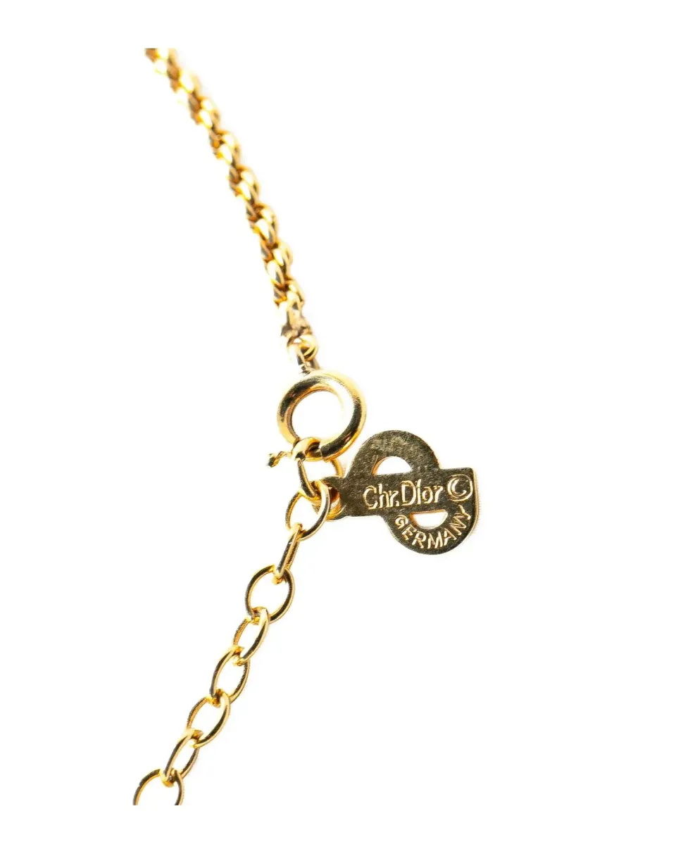 Preloved Gold Plated Rhinestone Heart Pendant Necklace
