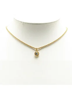 Preloved Gold Plated Rhinestone Heart Pendant Necklace