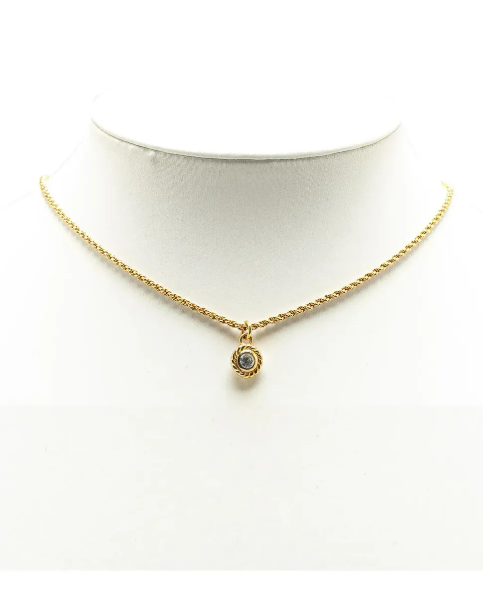 Preloved Gold Plated Rhinestone Heart Pendant Necklace