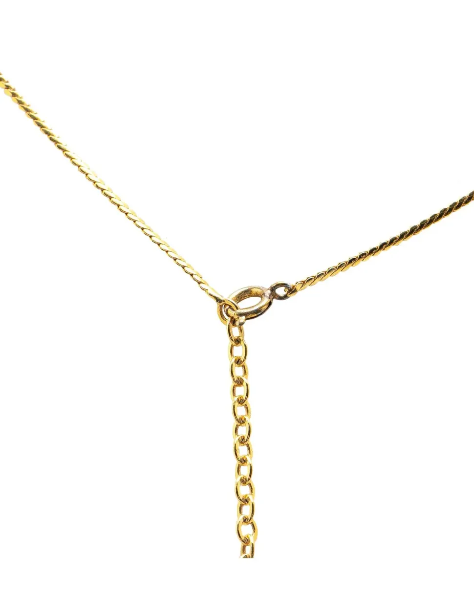 Preloved Gold Plated Rhinestone Pendant Necklace with Chain and Spring